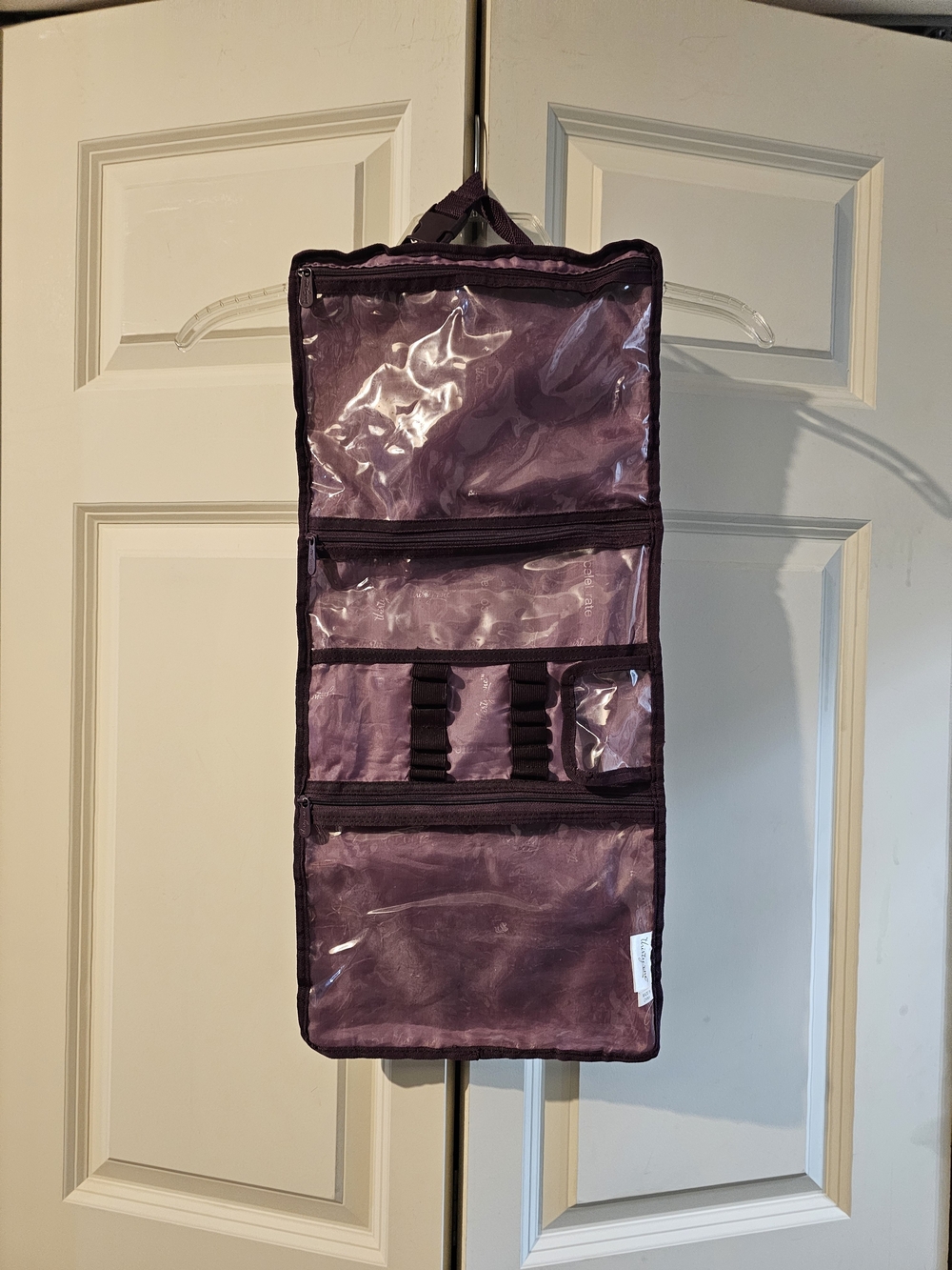 Thirty One Hanging Travel Organizer with Clear Pockets - Purple